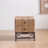 21.06"/47.64" Retro Square Coffee Table With 2 Drawers Small Splicing Design Center Table For Dining Room Living Room - 3 of 4