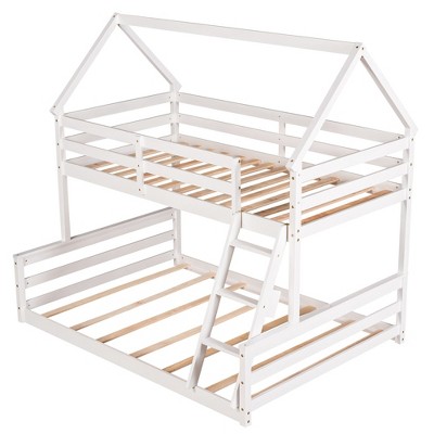 NicBex Twin Over Full/Twin Over Twin House Bunk Bed with Built-in Ladder for Kids Teens Adults