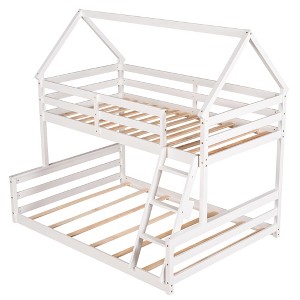 NicBex Twin Over Full/Twin Over Twin House Bunk Bed with Built-in Ladder for Kids Teens Adults - 1 of 4