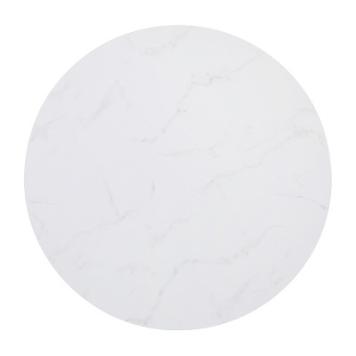 Marble Elegance 35.5" White and Matte Black Round Coffee Table