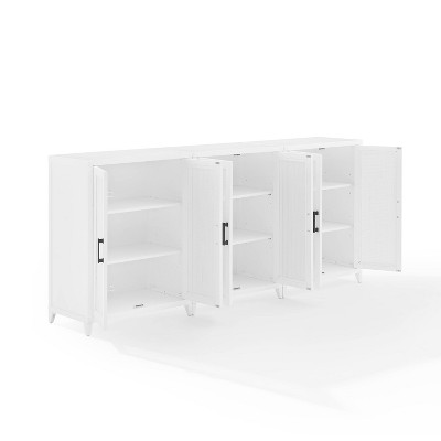 Milo 84" White Woven Entertainment Center with Cabinets