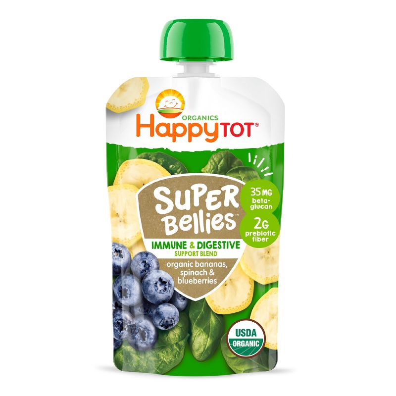HappyTot Super Bellies Organic Bananas Spinach &#38; Blueberries Baby Food Pouch - 4oz, 1 of 6