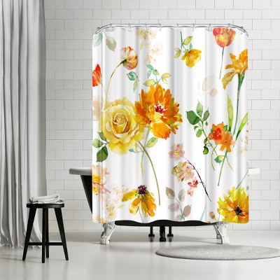 Americanflat Blue Peony by Harrison Ripley 71" x 74" Shower Curtain