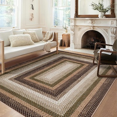 Vintage Braided Doormat, Washable Low-Pile Non-Slip Non-Shedding Small Rug for Entrance, Bedroom, Living Room, Kitchen, Farmhouse Decor
