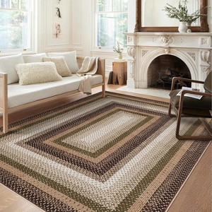 Vintage Braided Doormat, Washable Low-Pile Non-Slip Non-Shedding Small Rug for Entrance, Bedroom, Living Room, Kitchen, Farmhouse Decor - 1 of 4