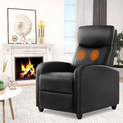 AZL1 Life Concept Accent Chairs Manual Recliner Chair Winback Single Sofa Massage and Heating Casual Chair For Living Room, Black, 29.2"*25.2"*38.7"