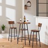 Mshliw Round Bar Stool Set with Shelves, Rustic Brown Bar Table and Stools with Backrest, Footrest & Storage Shelf, 23.6" Small Space Bar Set - 2 of 4