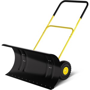 Heavy-Duty Steel Snow Plow, 5-Height Adjustable Handle & All-Terrain Wheels, Adjustable Angle Blade, on Driveways, Sidewalks, and Yards - 1 of 4