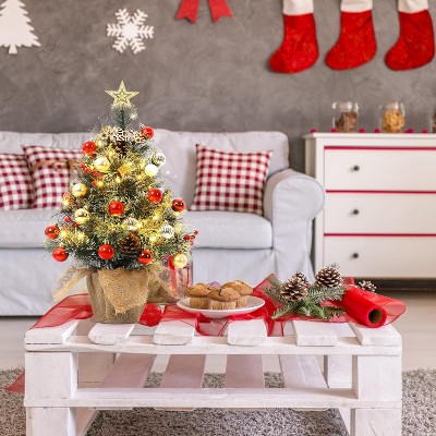 Acekool 2ft Mini Holiday Tree - Pre-Lit with Colorful Lights & Natural Decor