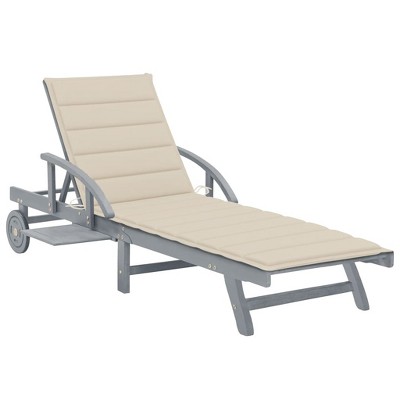 Solid Acacia wood Sunlounger vidaXL