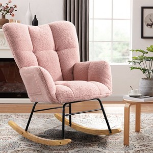 CAVINAS Velvet Glider Rocking Chair with High Backrest,Modern Upholstered Rocking Chairs,Nursery Accent Chair for Bedroom - 1 of 4