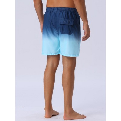 Мужские брюки INSPIRE CHIC Men's Gradient Color Drawstring Elastic Waist Lining Summer Swimming Trunks Light Blue 30 — фото 3