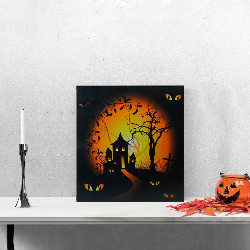 Northlight LED Lighted Spooky House Halloween Canvas Wall Art 19.75" x 19.75", 2 of 6