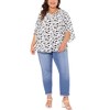Agnes Orinda Women's Plus Size Floral V Neck 3/4 Sleeve Chiffon Work Tunic Blouse - 3 of 4