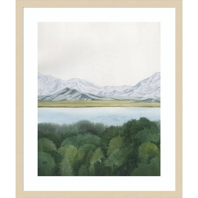 Soft Glacial Lake I Natural Wood Framed Wall Art