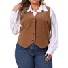 Women's Plus Size Corduroy Button Down V-neck Sleeveless Waistcoat Business Casual Vest - Agnes Orinda - 2 of 4