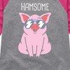 Girls' - Instant Message - Hamsome Pig Shirt Tail Raglan Graphic T-shirt - 2 of 4
