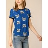 Allegra K Women's Cat Contrast Cartoon Print Tee Casual Summer T-Shirt - 2 of 4