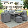 GDFStudio Gary Outdoor 6-Piece PE Rattan and Steel Upholstered  Dining Sets - 2 of 4