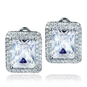 ELYA Radiant-cut Cubic Zirconia Double Halo Sterling Silver Earrings (15 mm) - 1 of 3