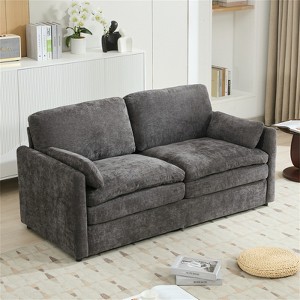 RISOKEYS 68.1" Cozy Upholstered Loveseat Sofa - Oversized Comfy Comfy Cloud Sofa Double Cushion Sofa Plush Cushion Sofa Couch for Living Room, Grey - 1 of 4