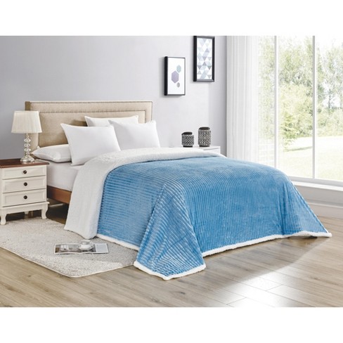 Sheridan Ultra Lush Reversible Faux Shearling Corduroy Blanket - King (108  X 90) - Light Blue : Target