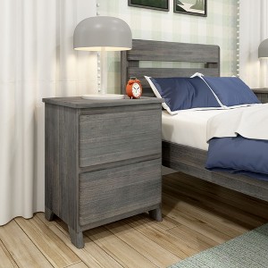 Farmhouse KD Nightstand with 2 Drawers - 1 of 4