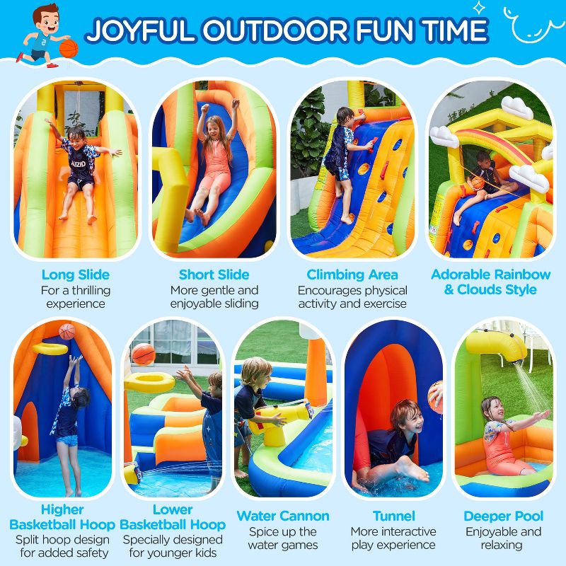 Yaheetech Double Lane Inflatable Water Slide, Blue/Orange, 5 of 8