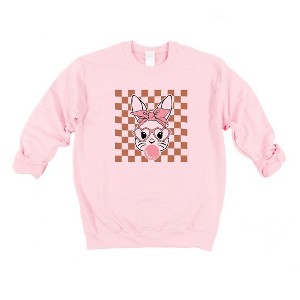 Simply Sage Market Women's Graphic Sweatshirt Checkered Bunny - 1 of 3