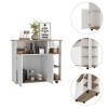 GlasFlength Kitchen Carts and Islands Rolling Kitchen Table Storage Island Mobile Buffet Server Table for Dining Room, White, 15.75"*39.37"*35.43" - 3 of 4