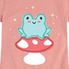 Girls' - Instant Message - Frog On Mushroom Fitted Short Sleeve Graphic T-Shirt - 2 of 4
