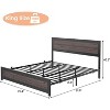 Homhougo Full Size Bed Frame with Headboard, Industrial Platform Bed Frame with Charge Station, No Box Spring Needed, Easy to Assemble, Gray - 3 of 4