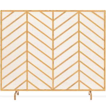 Contemporary Metal Fireplace Screen Brass - Olivia & May