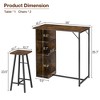 3-Piece Bar Table and Chairs Set for 2 – Rustic Brown Counter Height Dining Table with 2 Stools & Storage Shelves - 4 of 4