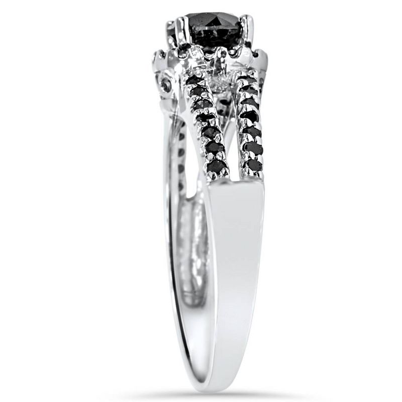 Pompeii3 1 5/8ct Black Diamond Pave Halo Engagement Ring 14K White Gold, 2 of 5