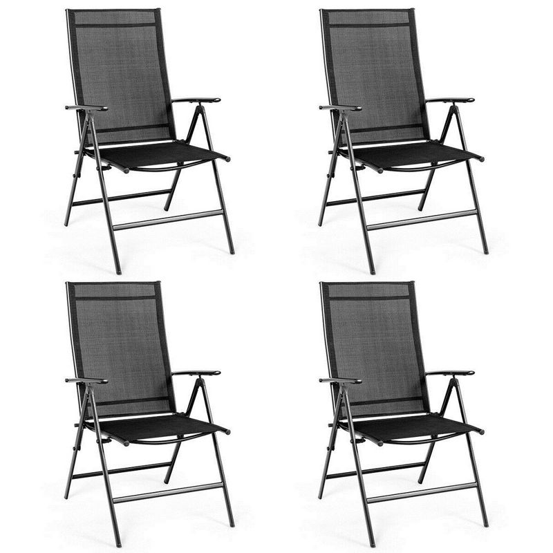 Tangkula 4PCS Folding Chair Patio Garden Outdoor w/ Steel Frame Adjustable Backrest, 1 of 10