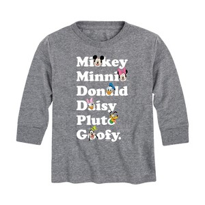 Boys' - Disney - Mickey Friends Character List Long Sleeve Graphic T-Shirt - 1 of 4