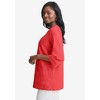 Jessica London Women's Plus Size Linen V-Neck Embroidered Tunic - 4 of 4