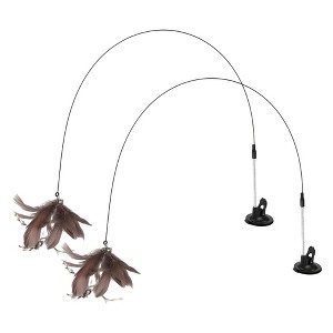 Unique Bargains Cat Teaser with Suction Cup and Bell Fluffy Plume Teasing Sticks - 1 of 4