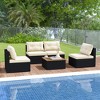 Costway 5 Piece Outdoor Furniture Set with Seat & Back Cushions Acacia Wood Tabletop - 2 of 4