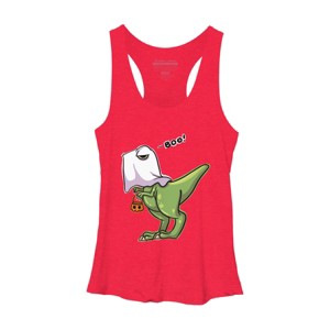 Women's Design By Humans Halloween Ghost Dinosaur By whynot007 Racerback Tank Top - 1 of 3