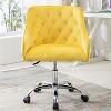 Velvet Desk Chair, Swivel Home Office Chair with Wheels and Gold Metal Base – The Pop Home - 2 of 4