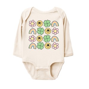 The Juniper Shop Smiley Clover Daisy Baby Long Sleeve Bodysuit - 1 of 3