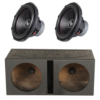 AudioPipe TXX-BDC2-15 High Power 1800W 15 Inch Car Audio Subwoofer (2 Pack) & QPower QBOMB15V Dual 15 Inch Vented Port Subwoofer Sub Box