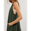 Women's Corduroy Overall Dress Round Neck A Line Jumper Open U Back Mini Dress with Pockets Front Seam Style Outfits - 3 of 4