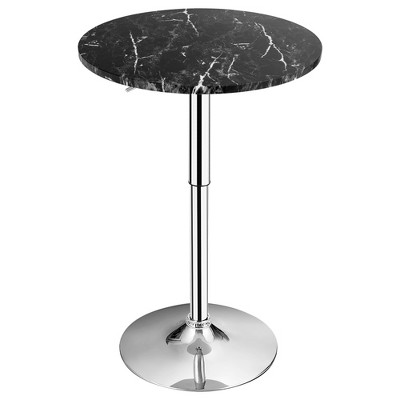 Black Marble Adjustable Height Round Bistro Table