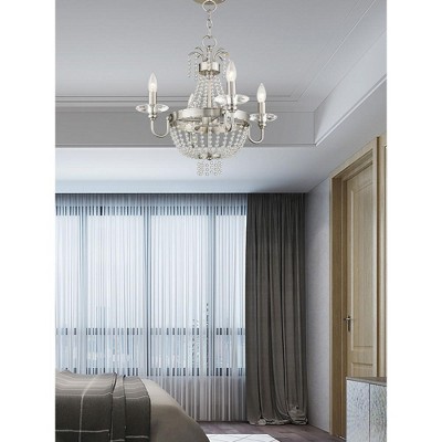 Brushed Nickel Mini Crystal 4-Light Candle Chandelier