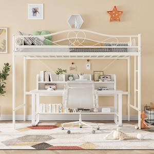 Heavy Duty Twin Loft Bed, 400 Lbs Capacity Metal Frame with Ladder & Guardrail, Space-Saving Design, No Box Spring Needed, Noise-Free, Easy Assembly - 1 of 4