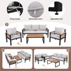 4-Piece Outdoor Iron Cnversation Sofa Set with Solid Wood Coffee Table and Removable Cushion - 2 of 4