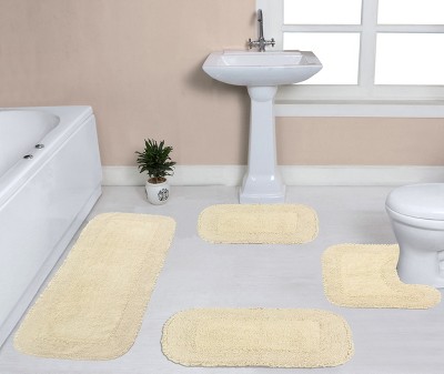 Radiant Collection Cotton Ruffle Pattern Tufted Set of 4 Bath Rug Set - Home Weavers